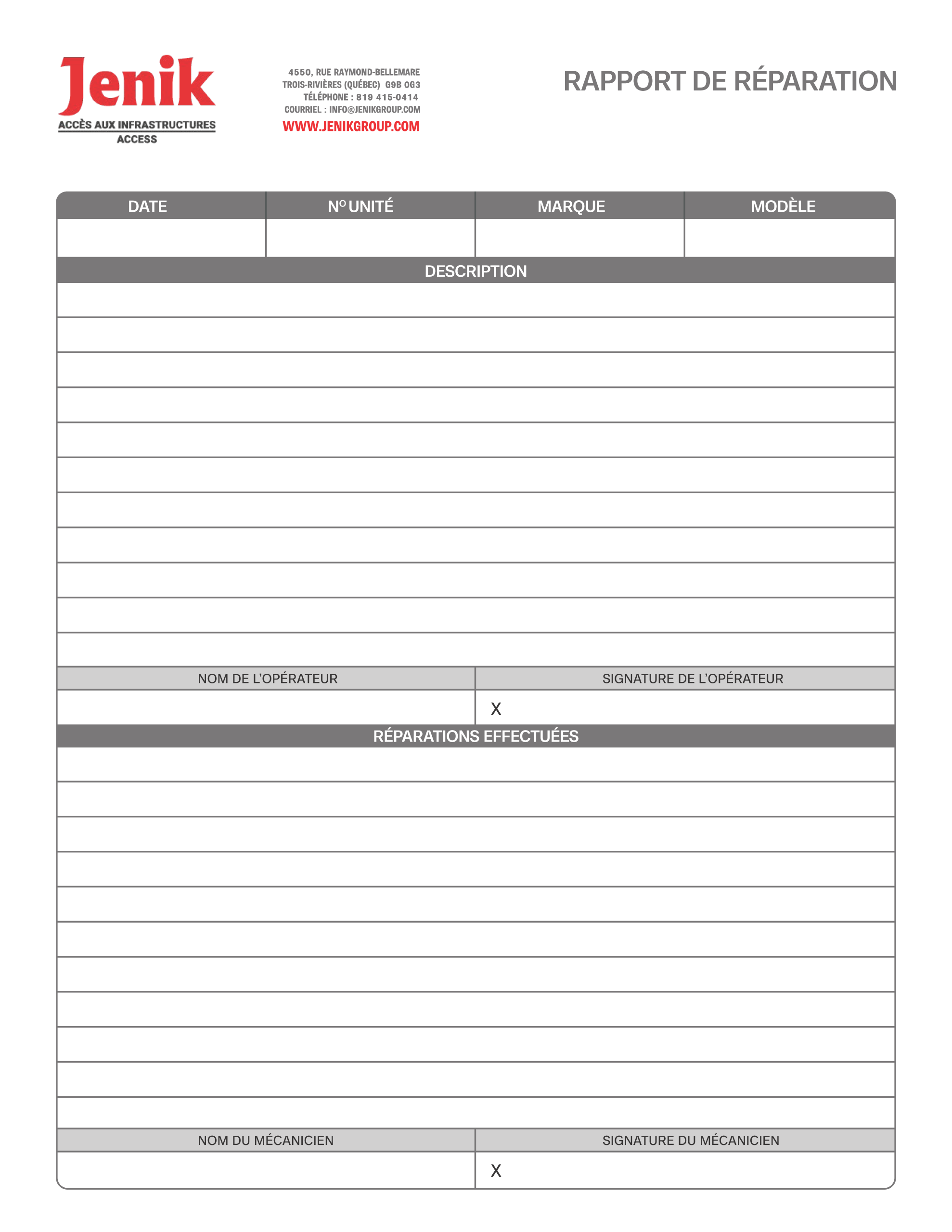 Rapport de Réparation